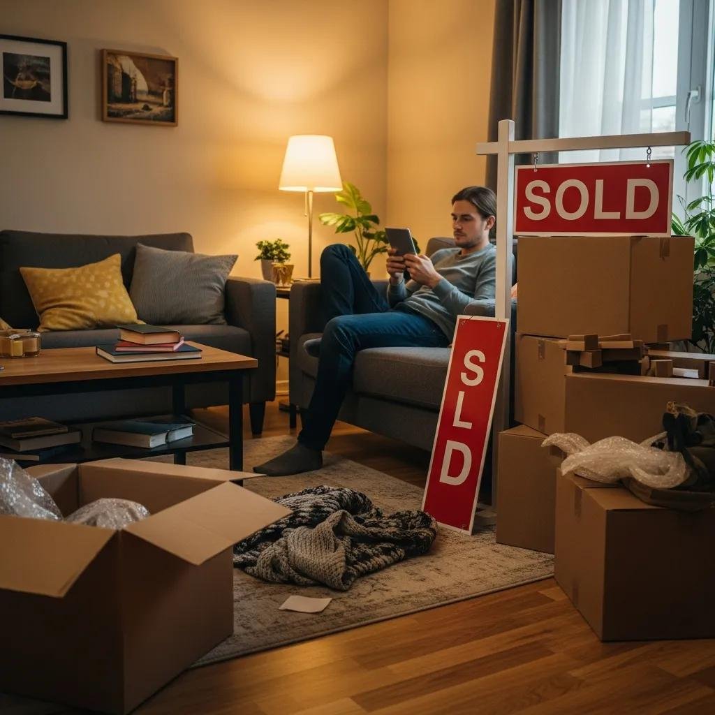 Homeowner relaxing after selling their house as-is