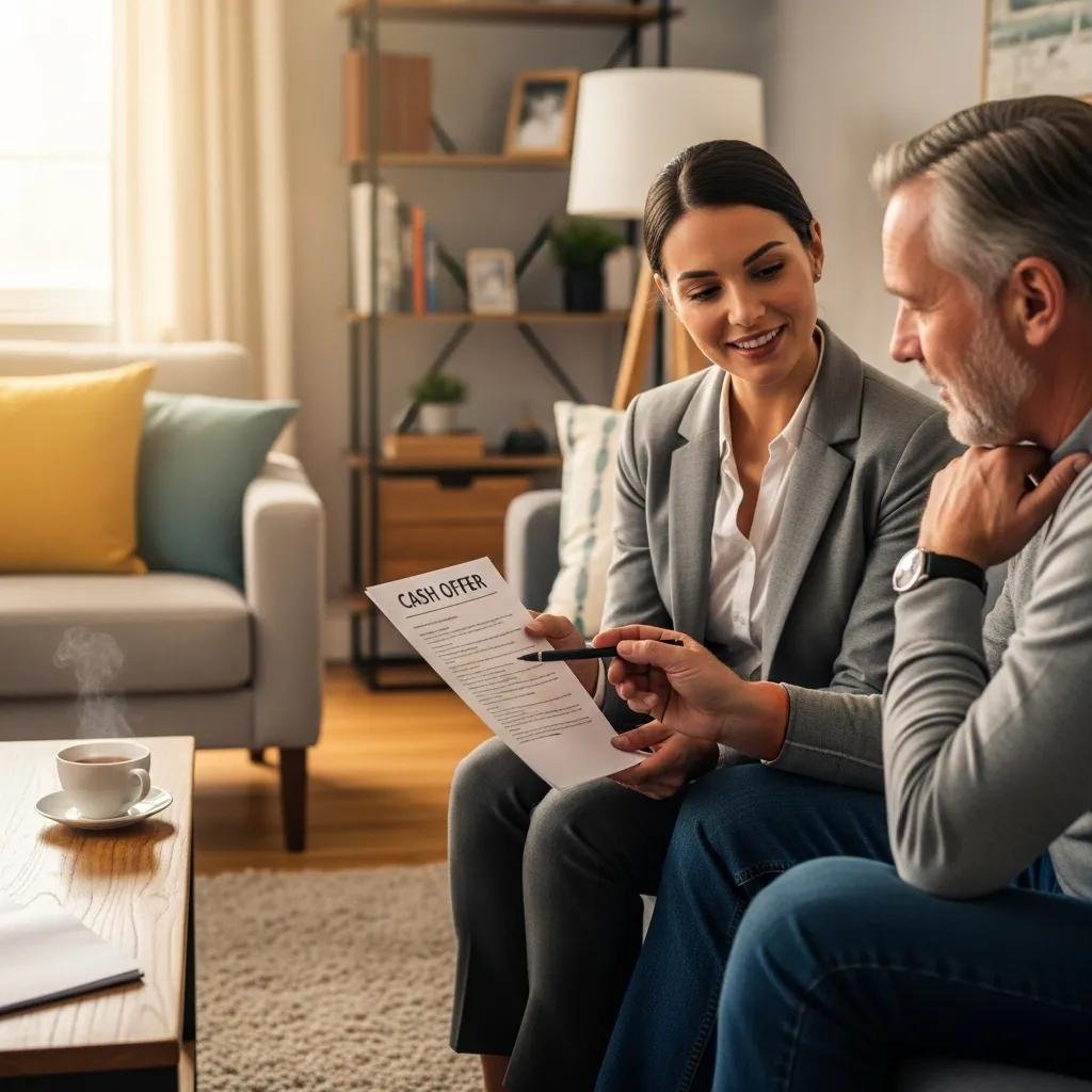 Agent walking a homeowner through a cash-offer process