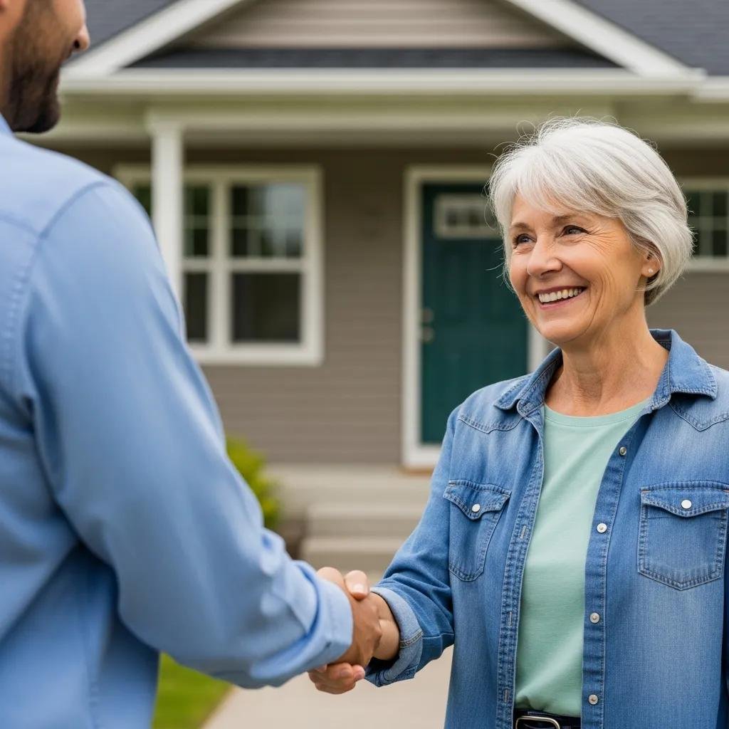 Handshake between a homeowner and a cash buyer after an as-is home sale in Chattanooga
