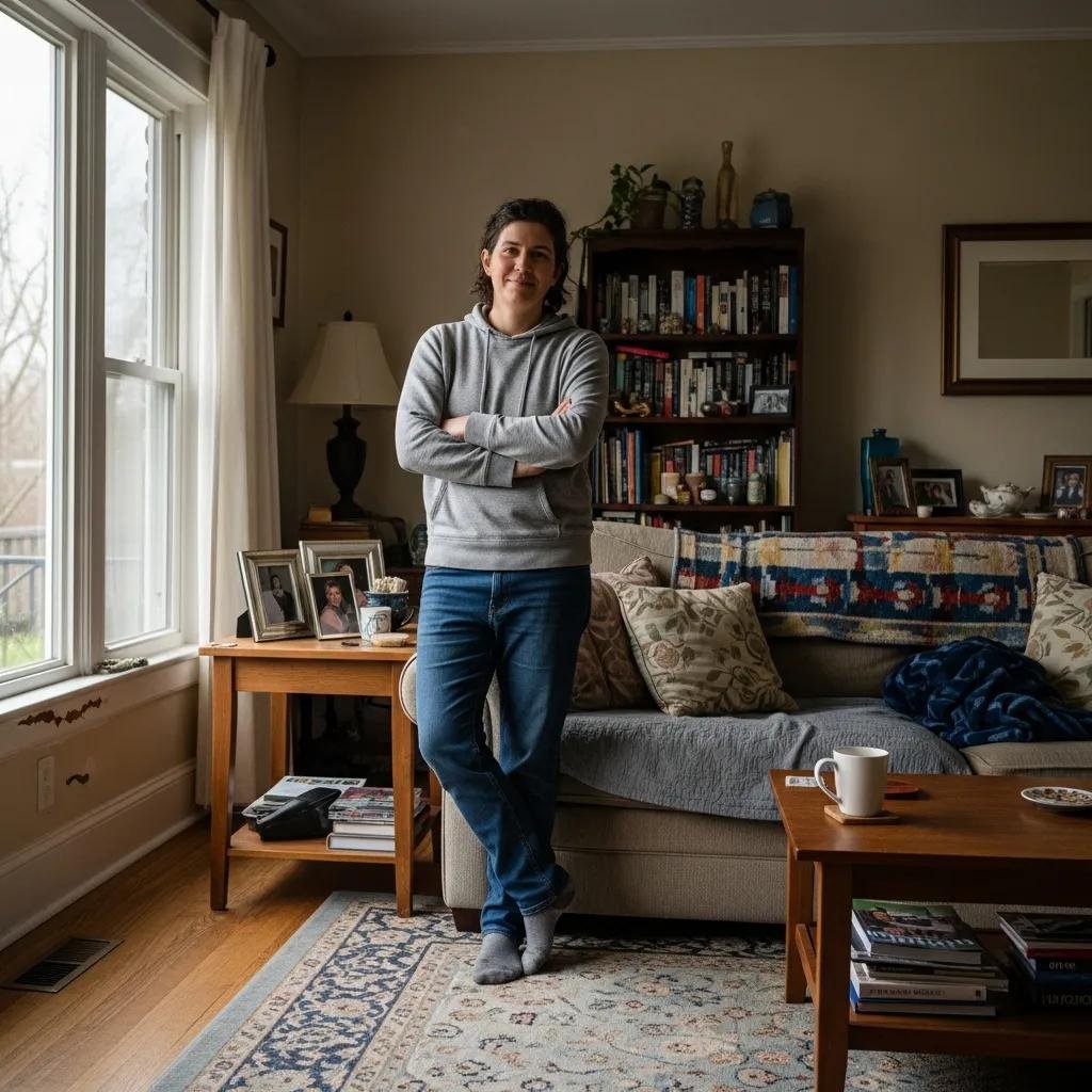 Comfortable lived-in living room — selling as-is is okay