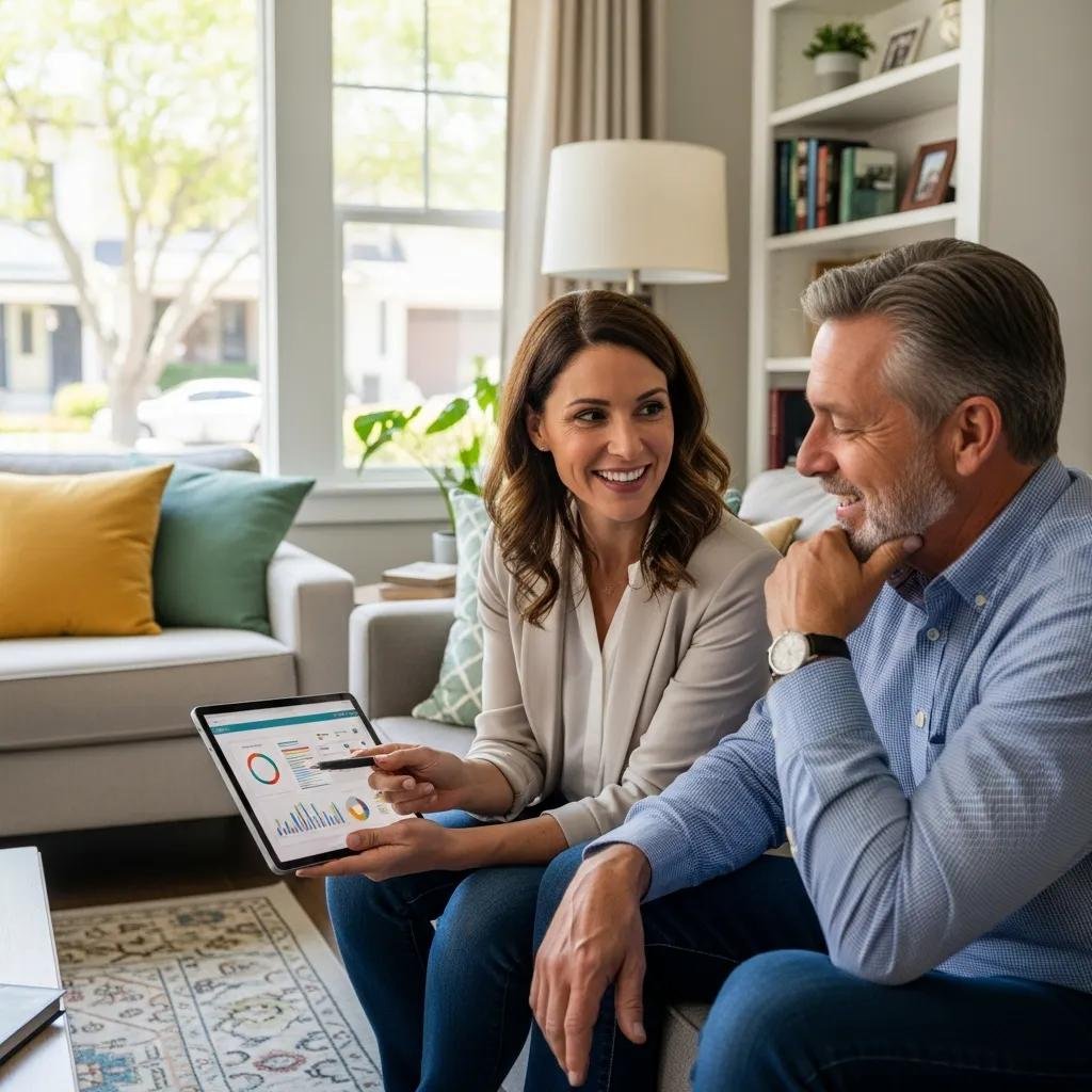 Homeowner talking with a cash buyer about the selling process
